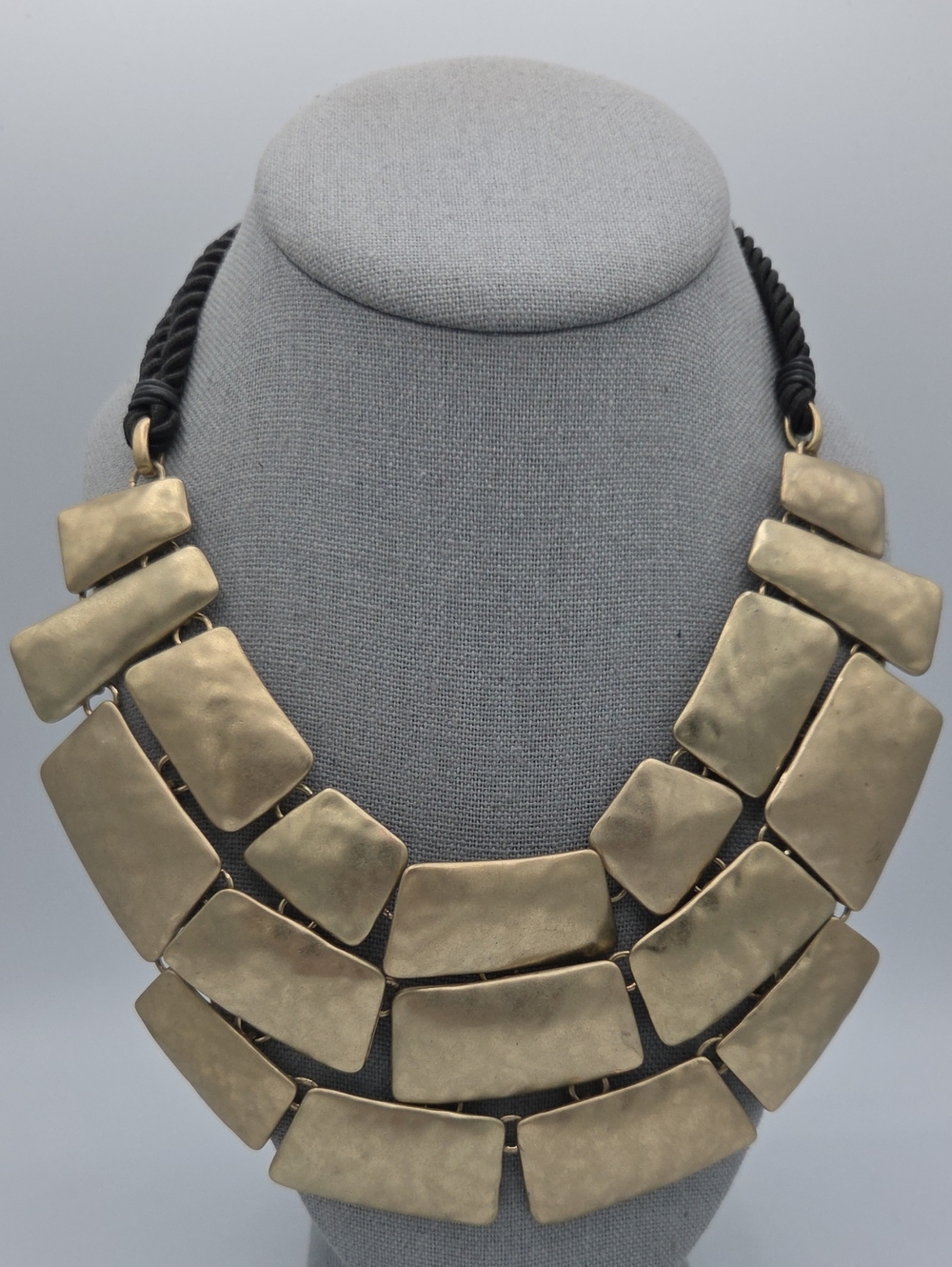 5 for $25! Chico's Gold-Tone Statement Bib Necklace - Multi-Panel Design